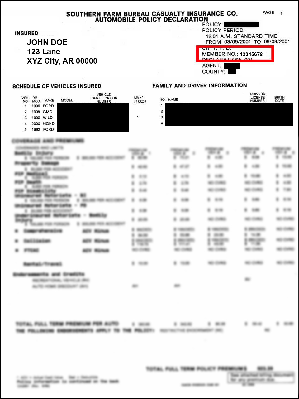 Farmers Insurance Homeowners Declaration Page