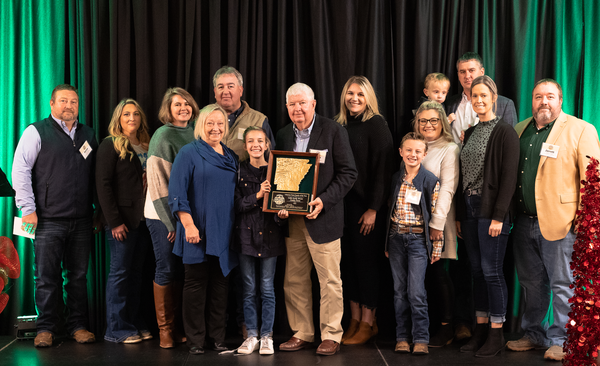 Cobb family photo with award