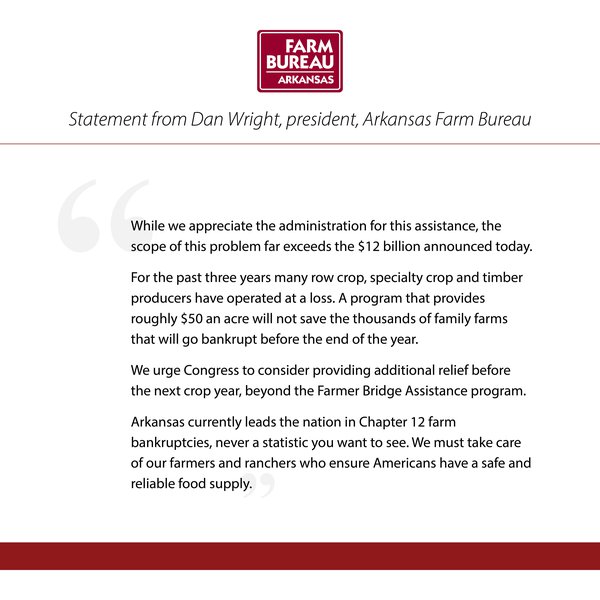 Statement from Dan Wright, president, Arkansas Farm Bureau